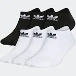 adidas Originals Trefoil 6-Pack No-Show Socks in Black/White