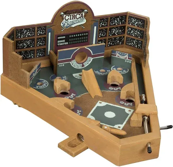 Baseball Pinball Tabletop Skill Game - Classic Miniature Wooden