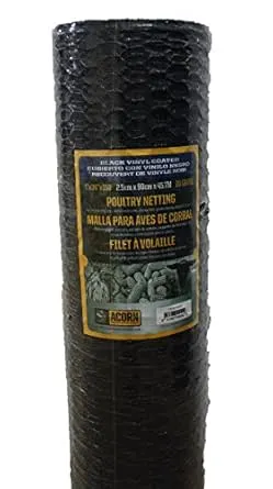 Vinyl Coated Chicken Wire, 1" x 36" x 150', Black