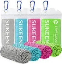 Sukeen [4 Pack Cooling Towel (40"x12"), Ice Towel, Soft Breathable Chilly Towel, Microfiber Towel for Yoga, Sport, Running, Gym, Workout,Camping, Fitness, Workout & More Activities