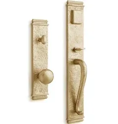 Signature Hardware 946279-KE-238 Griggs Solid Brass Full Plate Keyed Entry Single Cylinder Door Handleset with Interior Knob and 2-3/8" Backset