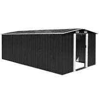 vidaXL Outdoor Storage Shed Garden Shed Metal Storage Backyard Patio Shed Gray