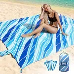 Everlasting Comfort 6-Person Beach Blanket, Oversized Extra Large Beach Mat, Tulum Blue, Size: 6 People