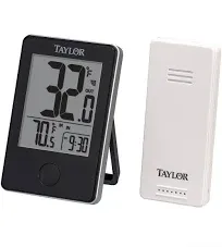 Wireless Digital Indoor Outdoor Thermometer, Black, LCD