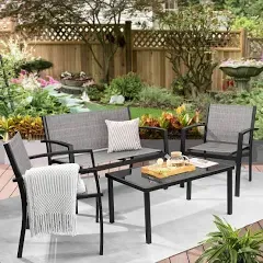 Greesum 4 Pieces Patio Furniture Set Outdoor Conversation Sets for Pa