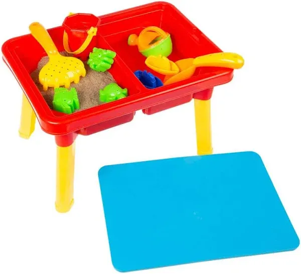 Hey! Play! Water or Sand Sensory Table with Lid and Toys