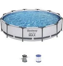 Bestway Steel Pro Max 12Ft x 30in Swimming Pool &amp; Cartridge Filter Pump 330 GPH