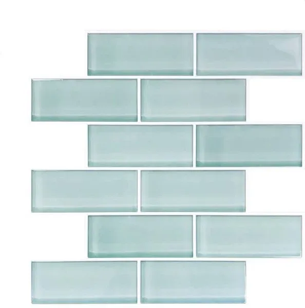 RoomMates Aqua Seaglass Subway Peel and Stick Sticktile Tile