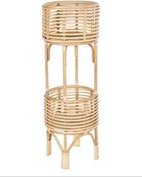 Rattan Indoor Two-Tier Plant Stand, 28", Natural - Tropical - Plant Stands And Telephone Tables - by KOUBOO | Houzz