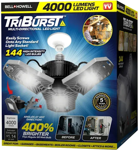 TRIBURST Aluminum LED Garage Lights 6500K 4000 1 Count (Pack of 1), White 