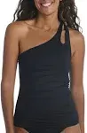 La Blanca Island Goddess One Shoulder Keyhole Tankini Top - Black 4