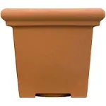 The HC Companies Terrazzo Square Plastic Planter, Terra Cotta 20" Red