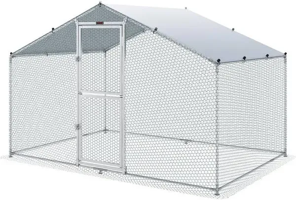 VEVOR Large Metal Chicken Coop Walk-in Chicken Run with Waterproof Cover