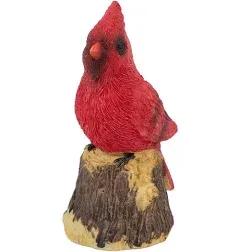 The Bridge Collection Little Cardinal Perched on a Branch Figurine - Red Bird on Stump Resin Tabletop Decoration - Memorial Cardinal