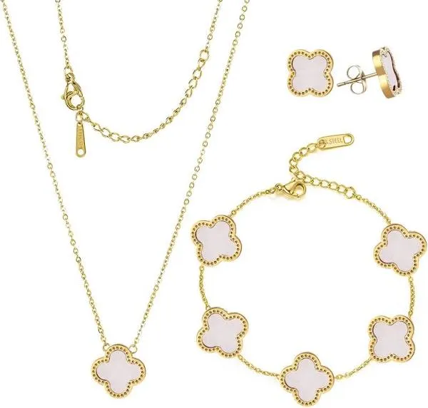 Highspark Clover Necklace Pendant Earring Bracelet Set