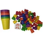 Skoolzy Rainbow Counting Bears with Matching Sorting Cups, Bear Counters and Di