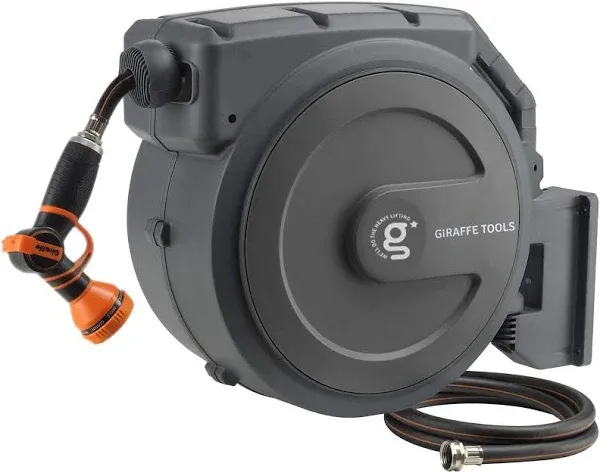 Giraffe Tools AW505/8 Retractable Garden Hose Reel Wall Mounted Dark Grey