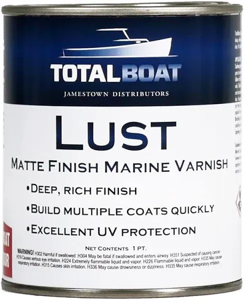 TotalBoat Lust Marine Varnish, High Gloss and Matte Finish for Wood