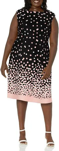 London Times Women's Ombre Dots Fit and Flare Dress