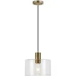 Henri 10" Wide Pendant with Glass Shade in Brass/Clear