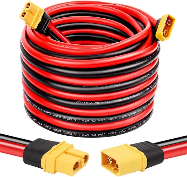 Ansoufien 10AWG XT60 Extension Cable XT60 Cable with Male to Female Connector for Portable Power Station Solar Panel RC