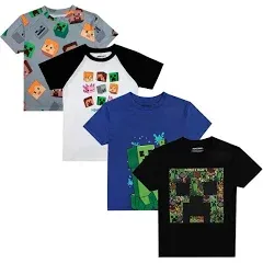 Minecraft Creepers and Character Heads Crew Neck Short Sleeve 4-Pack