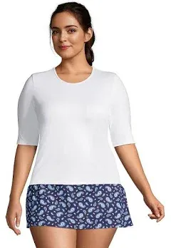 Lands' End Women's Plus Size Crew Neck Rash Guard UPF 50 Swim Tee