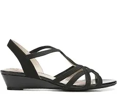 Lifestride Women&#039;s Yaya Strappy Slingback Wedge Sandal Silver Size 6