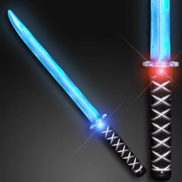 FlashingBlinkyLights Deluxe Ninja LED Light up Toy Sword with Motion Activated Clanging Sounds