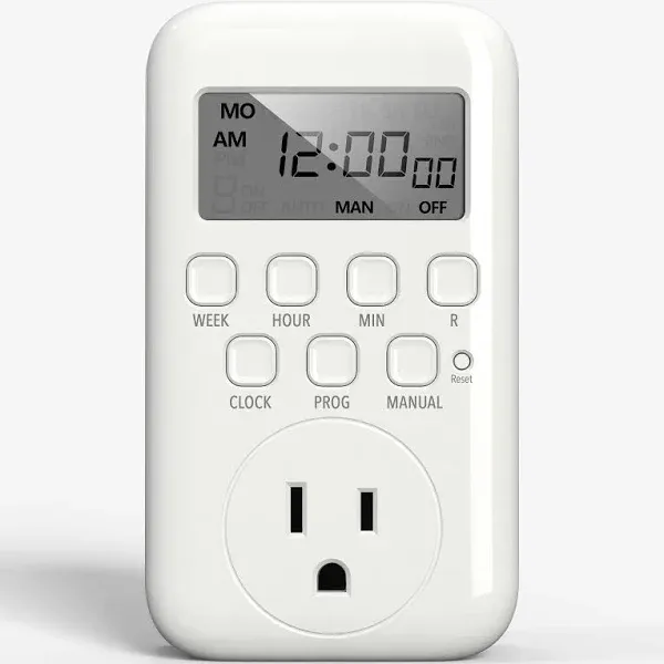 BN-LINK 7 Day Digital Timer Outlet, Programmable, 3-Prong, Indoor Use