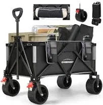 Overmont Collapsible Wagon Cart With Wheels Allterrain 3.2in Wide Wheels Foldabl