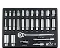 Wiha 28 Piece 1/2" Drive Professional Standard and Deep Socket Tray Set