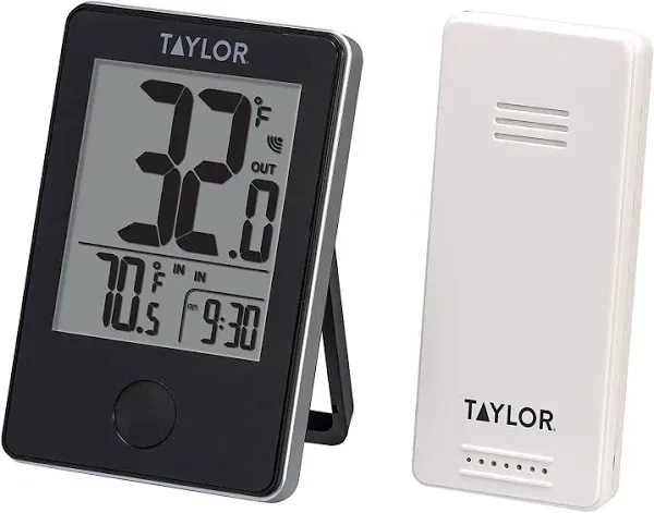 Taylor Wireless Indoor/Outdoor THERMOMETER Sensor Digital LCD Black Plastic 1730