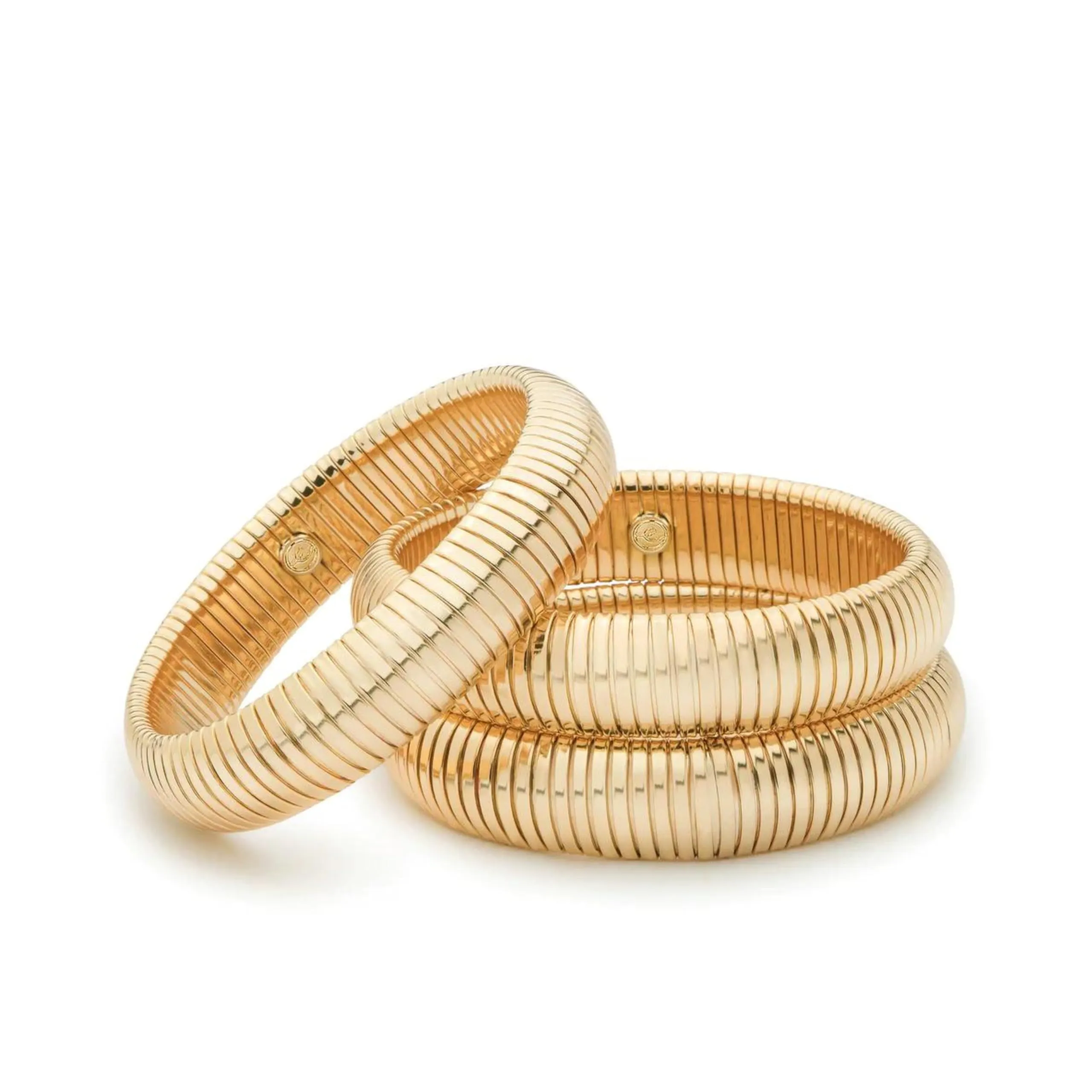 Ettika Gold Bangles For Women. Chunky Gold Bracelets, Set of Womens Bracelets. 3Pcs Flex Snake Chain Stretch Gold Tone Or Rhodium Plated Bangles