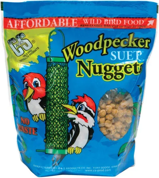 C&S Products Woodpecker No Melt Suet Nuggets, 27 oz., Wild Bird Food, 1 Pack, Fresh