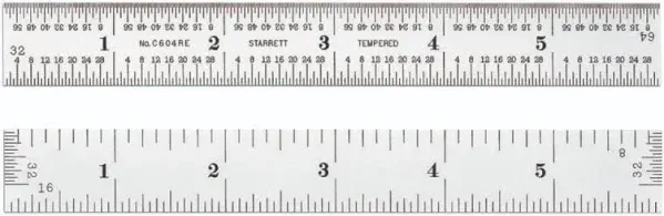 STARRETT  C604RE-6   4-Grad  Tempered Steel Rule with 32nds End Grads   New