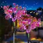 2 Pack Solar Powered Phalaenopsis Flowers Lights Design, Waterproof