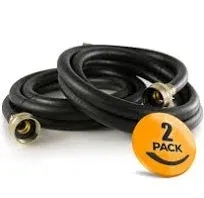 2 Washing Machine Hoses Black Rubber Hot/Cold 6&#039; - w/ rubber washers