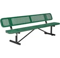 Global Industrial 8 ft. Outdoor Steel Picnic Bench with Backrest