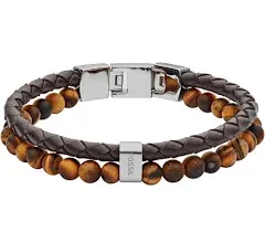 Fossil Men's Tiger's Eye Leather Bracelet