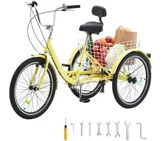 26 Inches Stylish Adult Tricycle with 7-Speed &amp; Large Basket Cruiser Bike