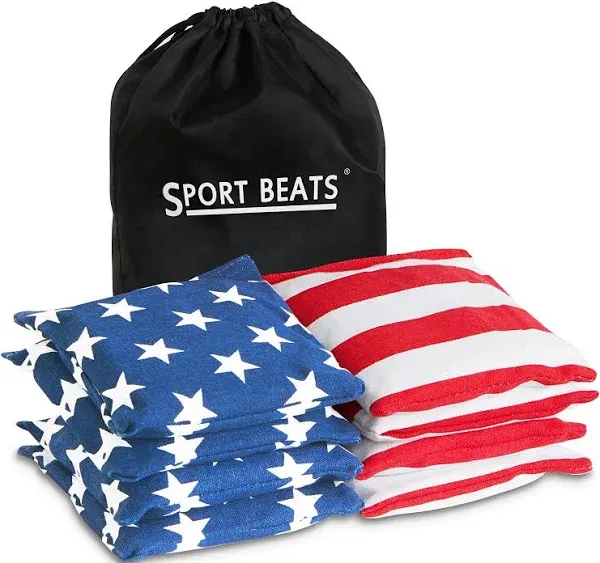 SPORT BEATS Cornhole Bags Set of 8 Regulation Weight & Size Corn Hole Bags Bean Bags for Cornhole Game Includes Carry Case