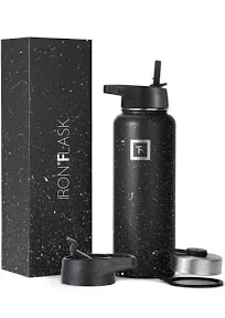 Iron °FLASK Camping & Hiking Hydration Flask with 3 Lids - Stainless Steel, Double Walled & Vacuum Insulated Water Bottle - Leak Proof & BPA Free