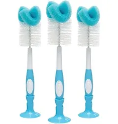 Dr. Brown's Baby Bottle Cleaning Brush with Sponge and Scrubber - Blue - 3-Pack