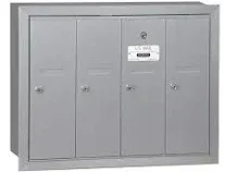 Salsbury Industries® Vertical Mailbox - 4 Doors - Aluminum - Surface Mounted - U.S.P.S. Access