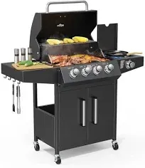 ROVSUN 4 Burner Propane Gas Grill with Side Burner