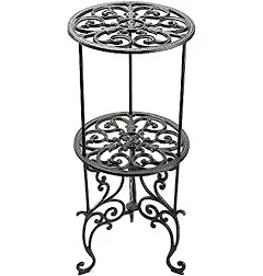 Heavy Duty Cast Iron Potted Plant Stand,26-Inch 2 Tiers Metal Planter Rack,De...