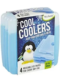 Cool Coolers by Fit + Fresh, Space Saving Reusable Ice Packs for Lunch Boxes or 