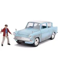 1959 FORD ANGLIA BLUE &amp; HARRY POTTER FIGURINE 1/24 DIECAST CAR BY JADA 31127