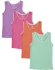 Sportoli Girls Ultra Soft 100% Cotton Tank Top Tagless Cami Undershirts (4 Pack)